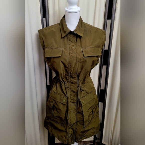 Athleta Jackets & Blazers - Athleta Khaki Sleeveless Vest/Dress | Size Medium